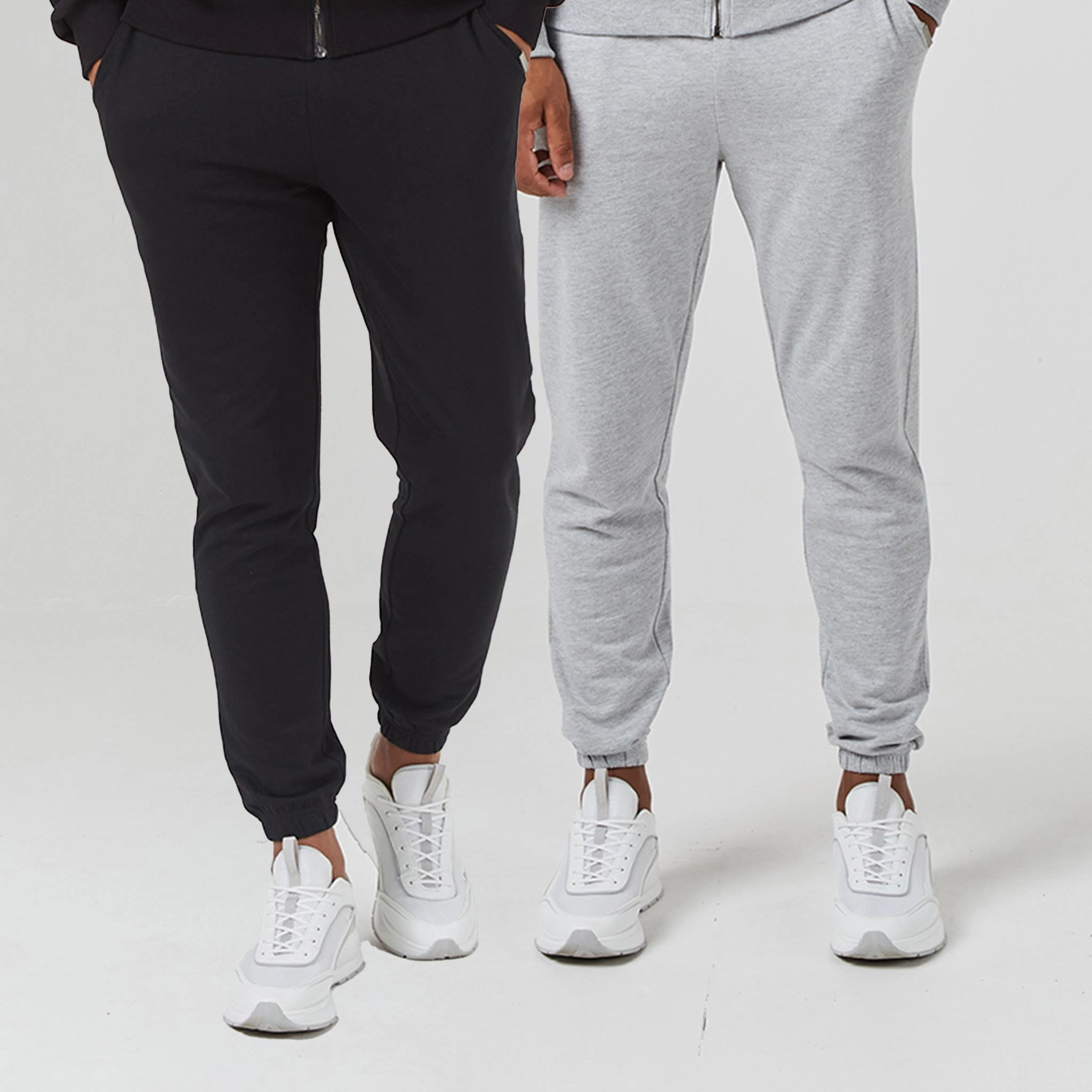 2-Pack Relaxed Fit Cuffed Joggers | Black Grey Marl