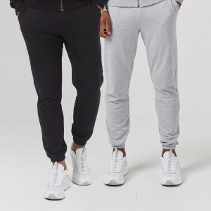 2-Pack Relaxed Fit Cuffed Joggers | Black Light Grey Marl