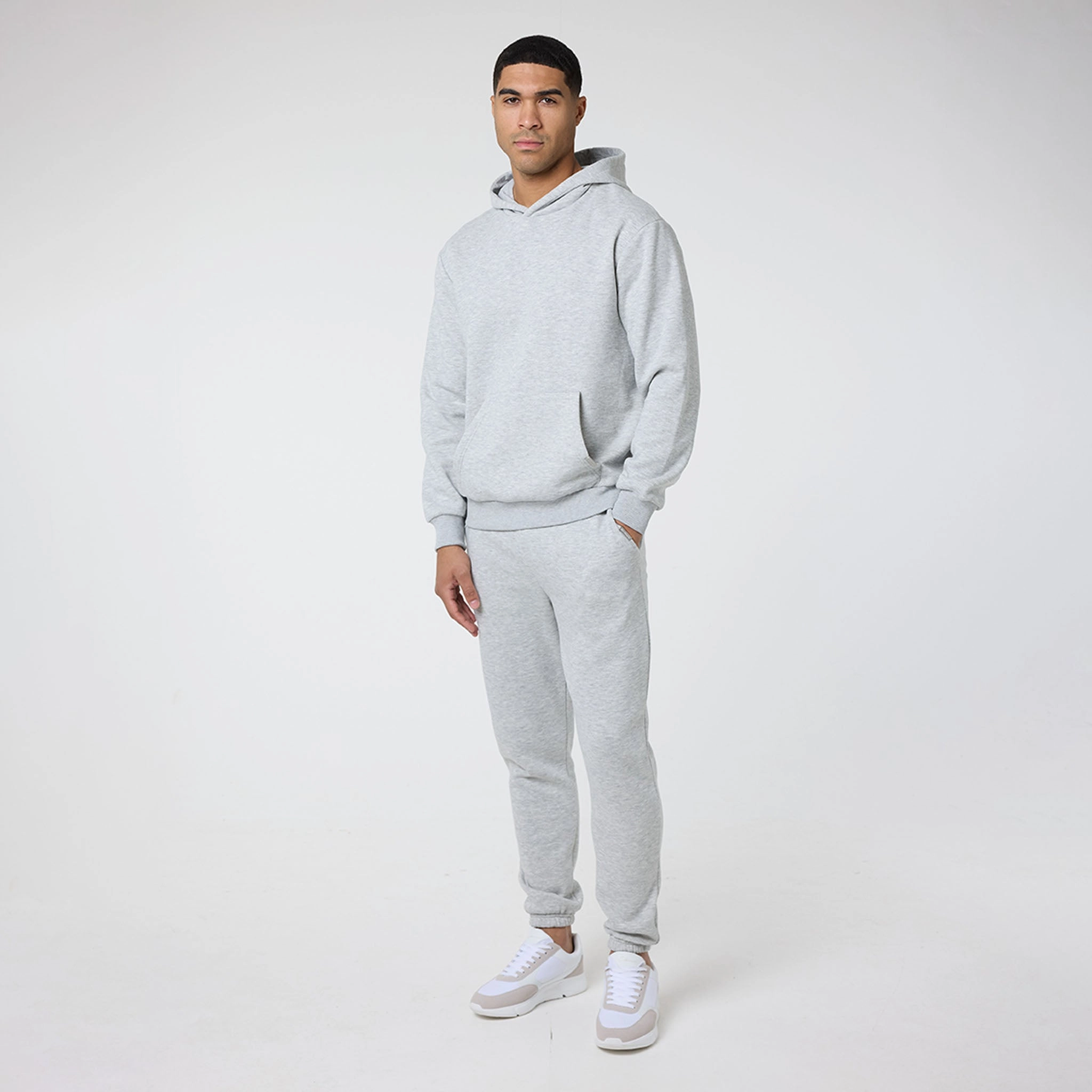 2-Pack Relaxed Fit Cuffed Joggers | Black Light Grey Marl