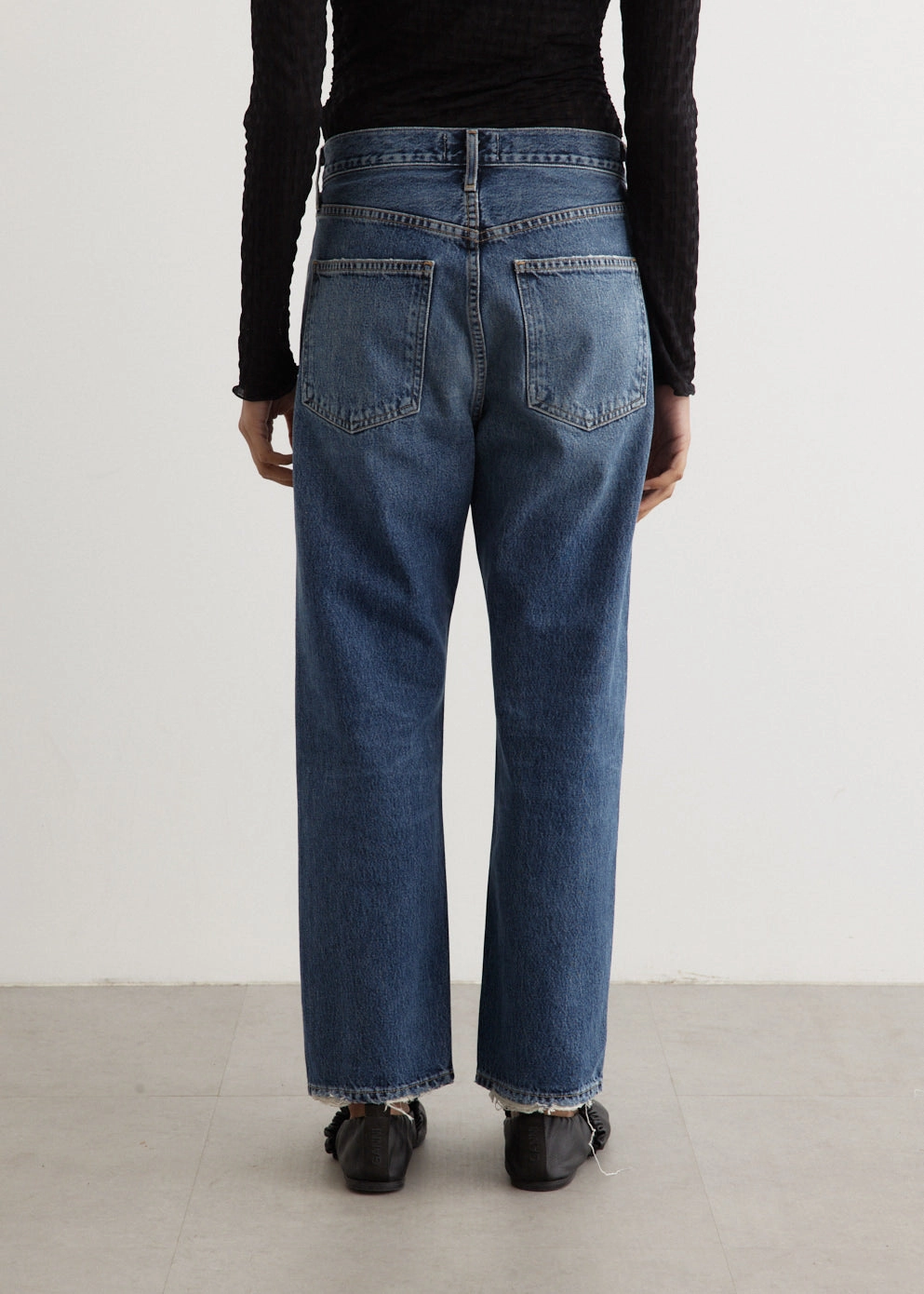 90's Crop Mid Rise Loose Straight Jeans
