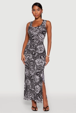 Abstract Butterfly Print Maxi Dress