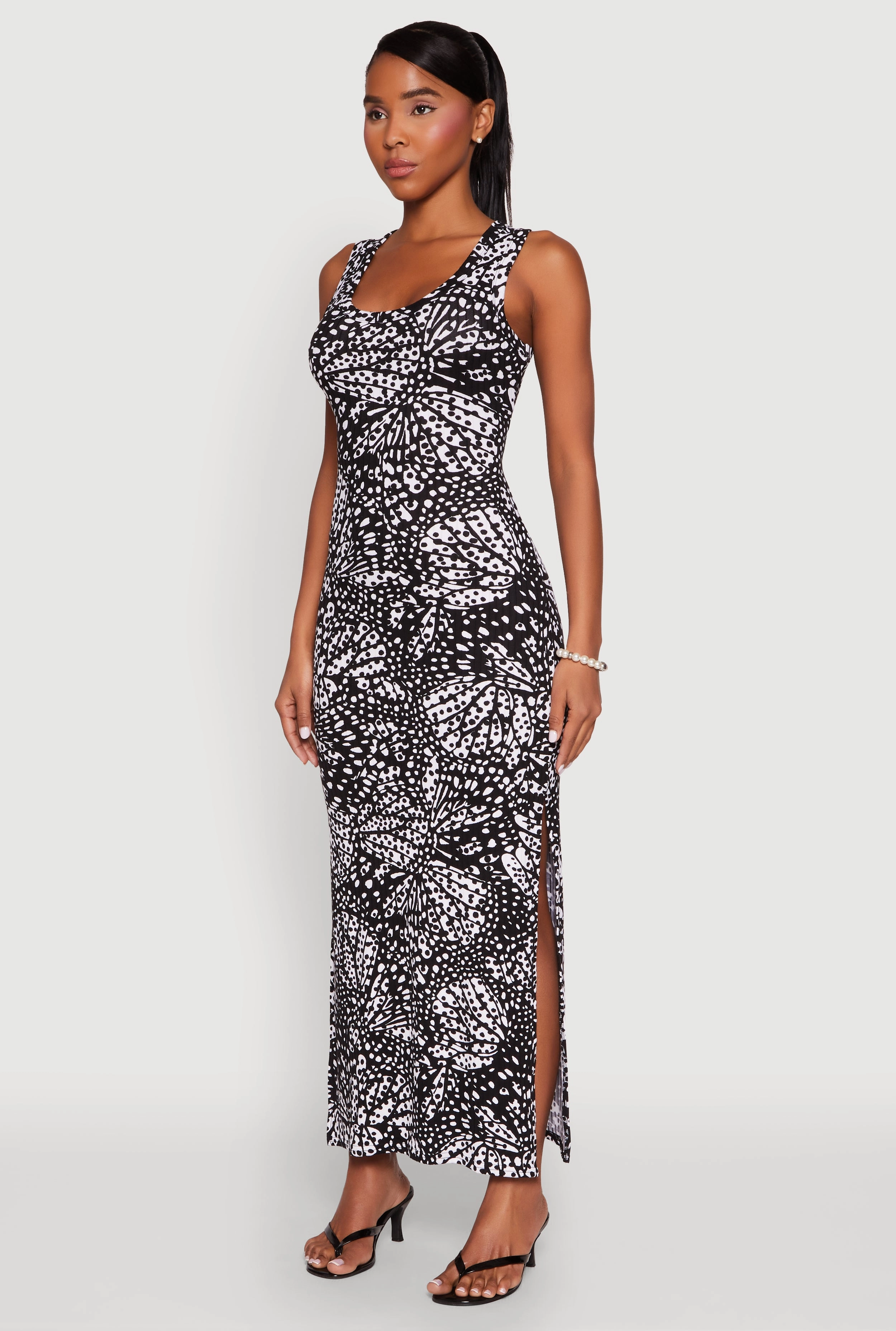 Abstract Butterfly Print Maxi Dress