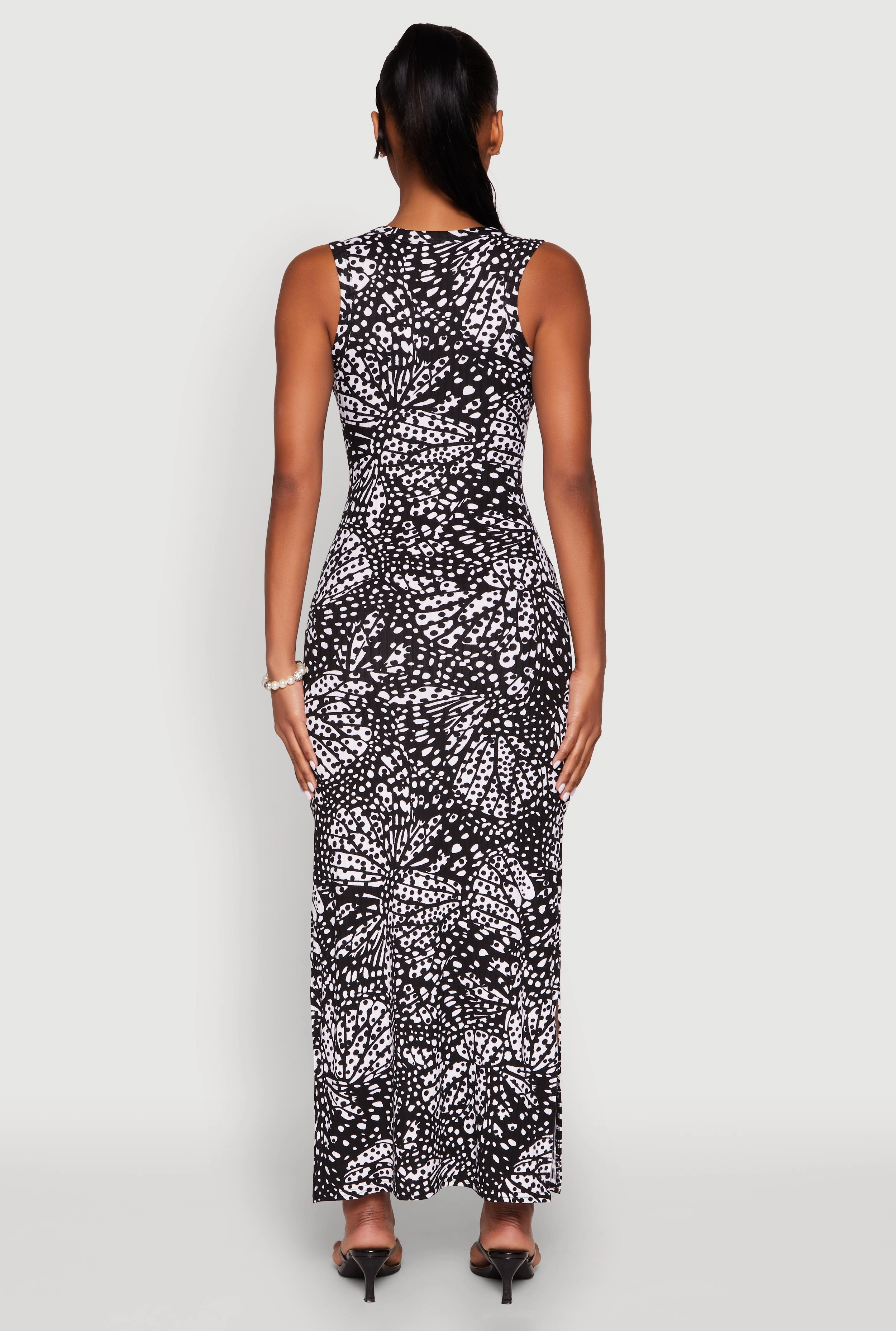 Abstract Butterfly Print Maxi Dress