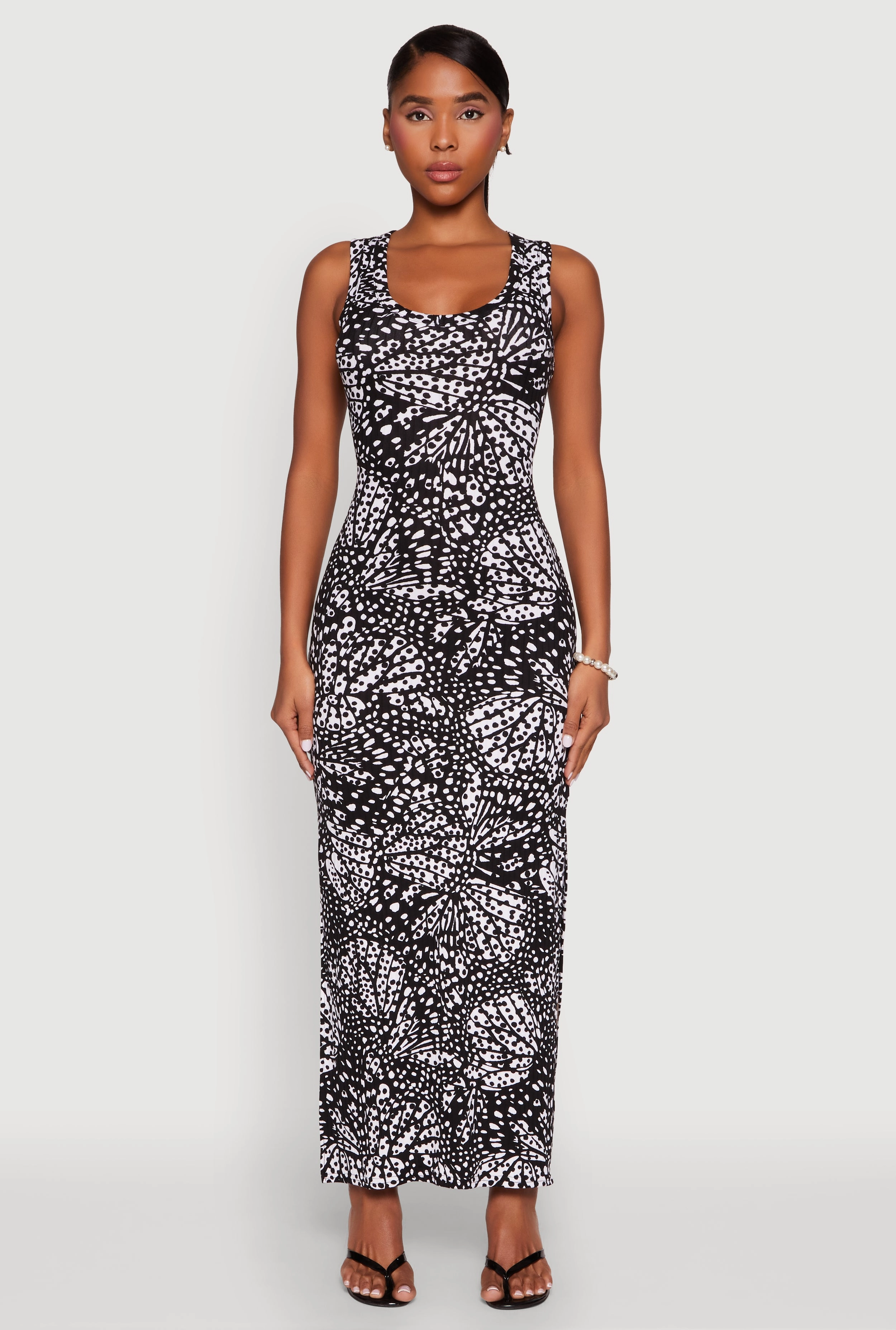 Abstract Butterfly Print Maxi Dress