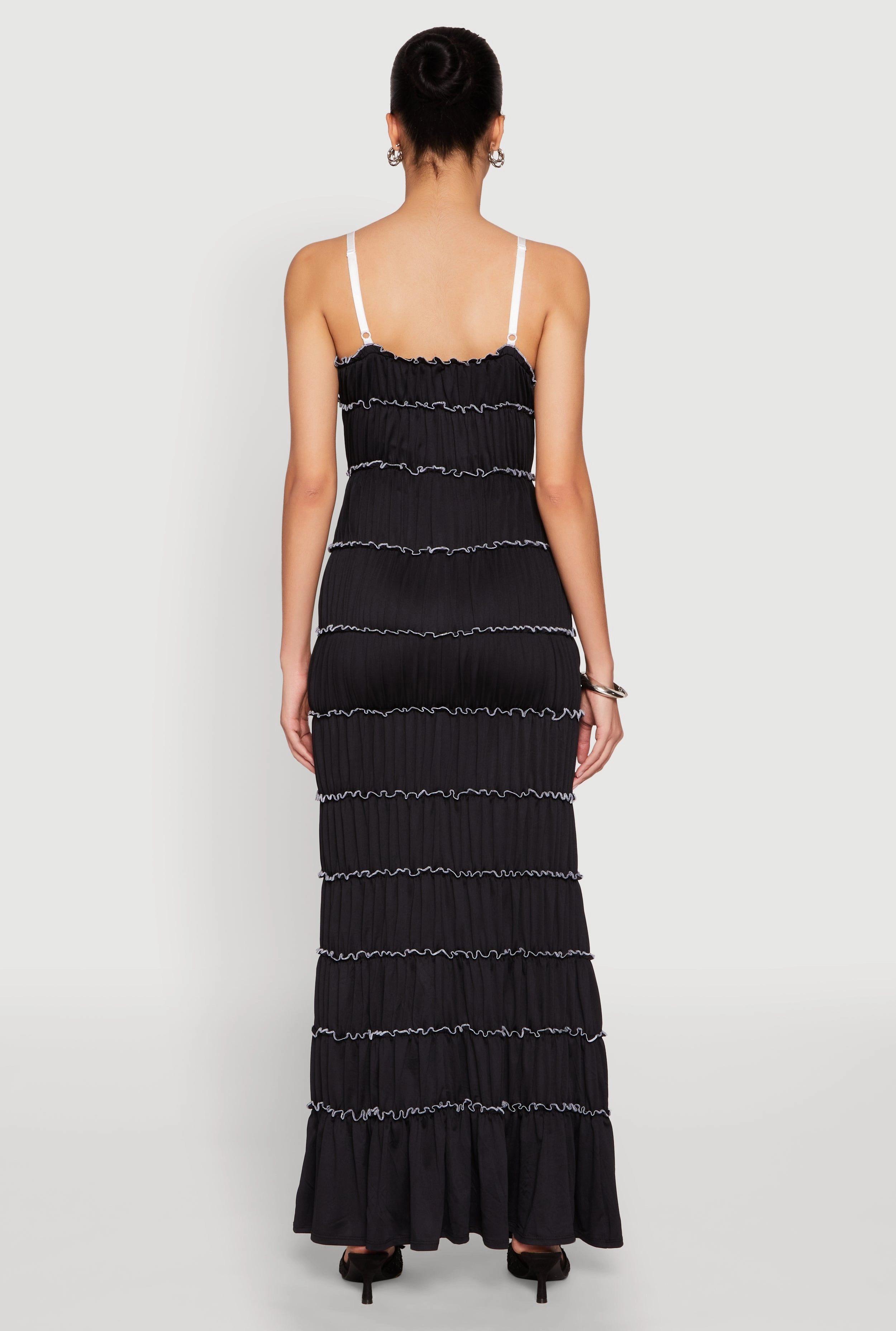 Almost Famous Bow Contrast Tiered Maxi Dress