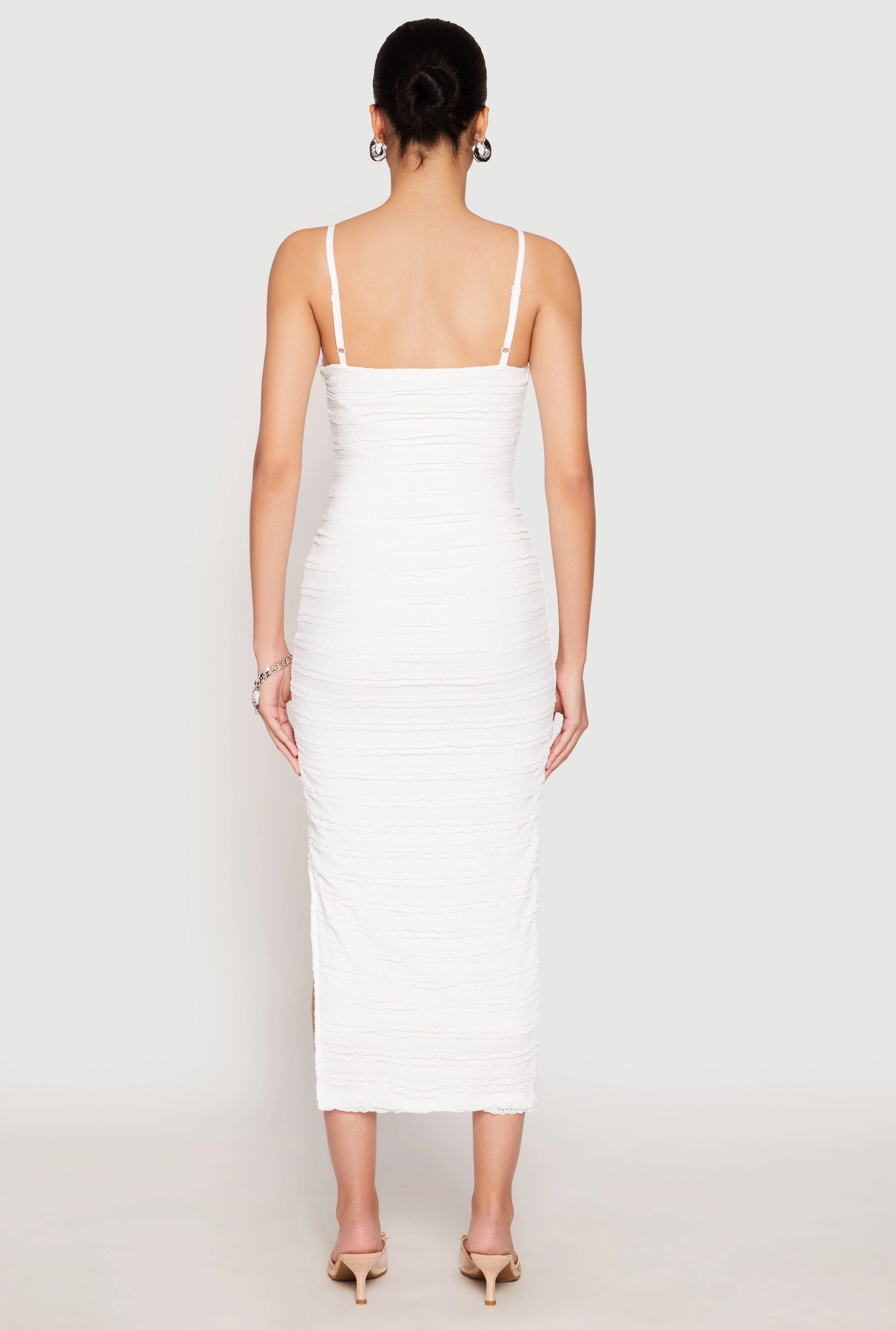 Almost Famous Lace Detail Side Slit Cami Dress