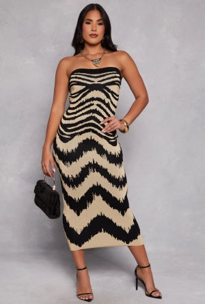 Almost Famous Lurex Abstract Print Maxi Dress