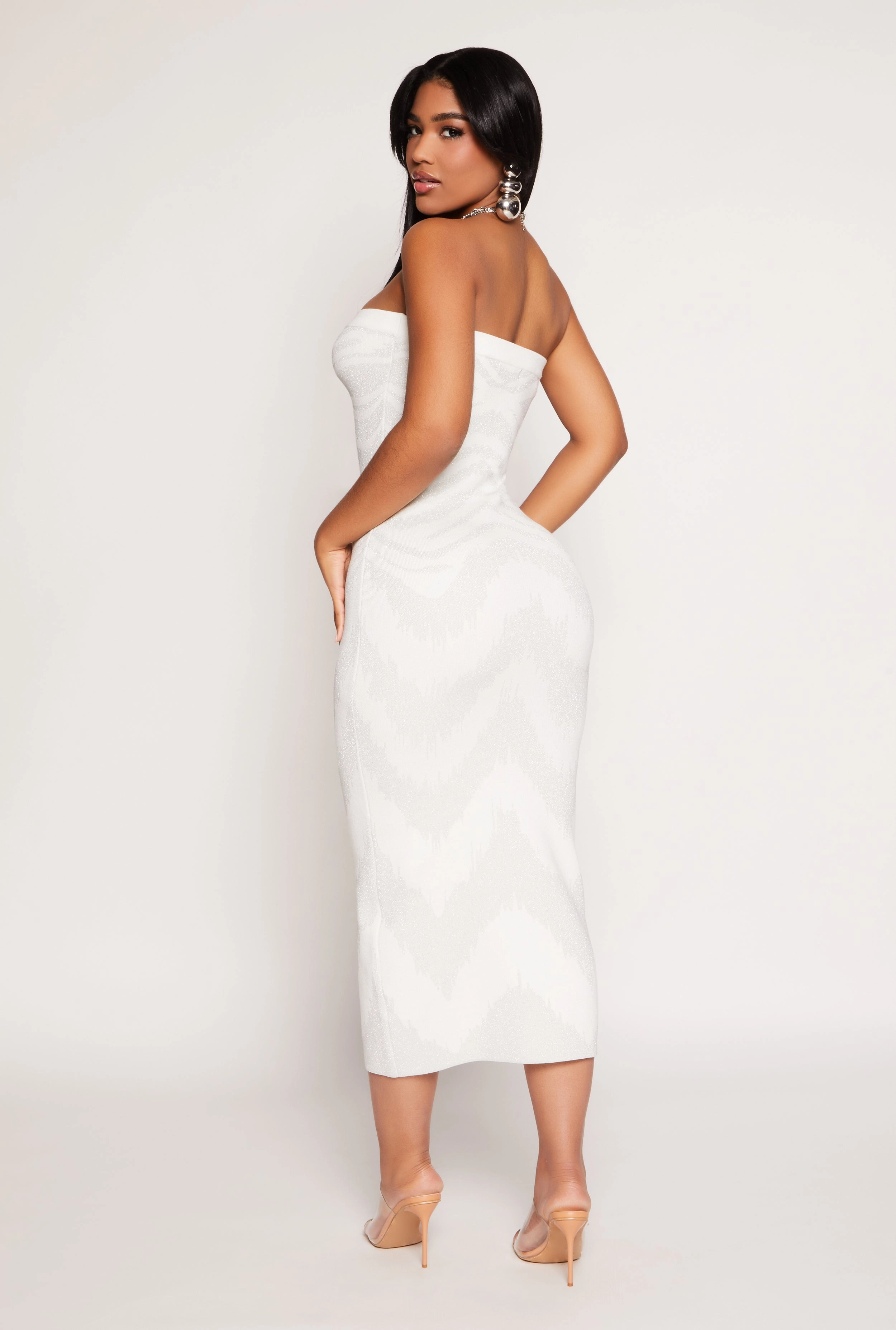 Almost Famous Lurex Abstract Print Maxi Dress