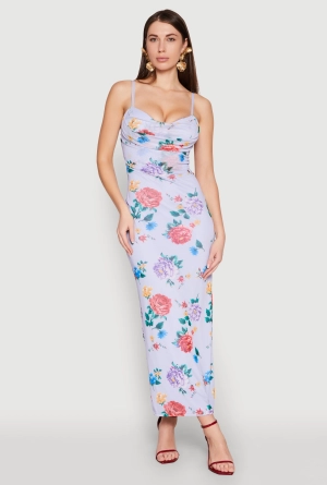 Almost Famous Mesh Cowl Neck Maxi Dress