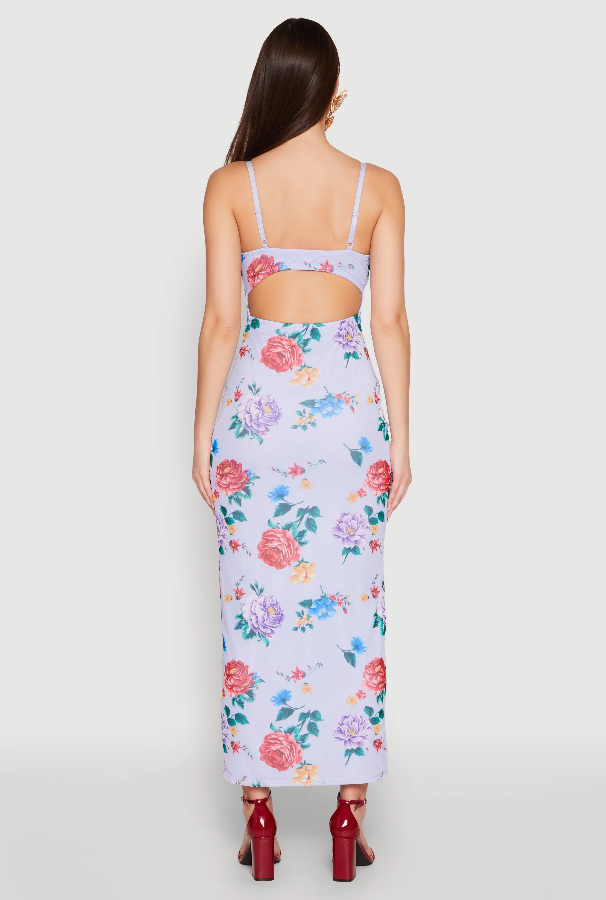 Almost Famous Mesh Cowl Neck Maxi Dress