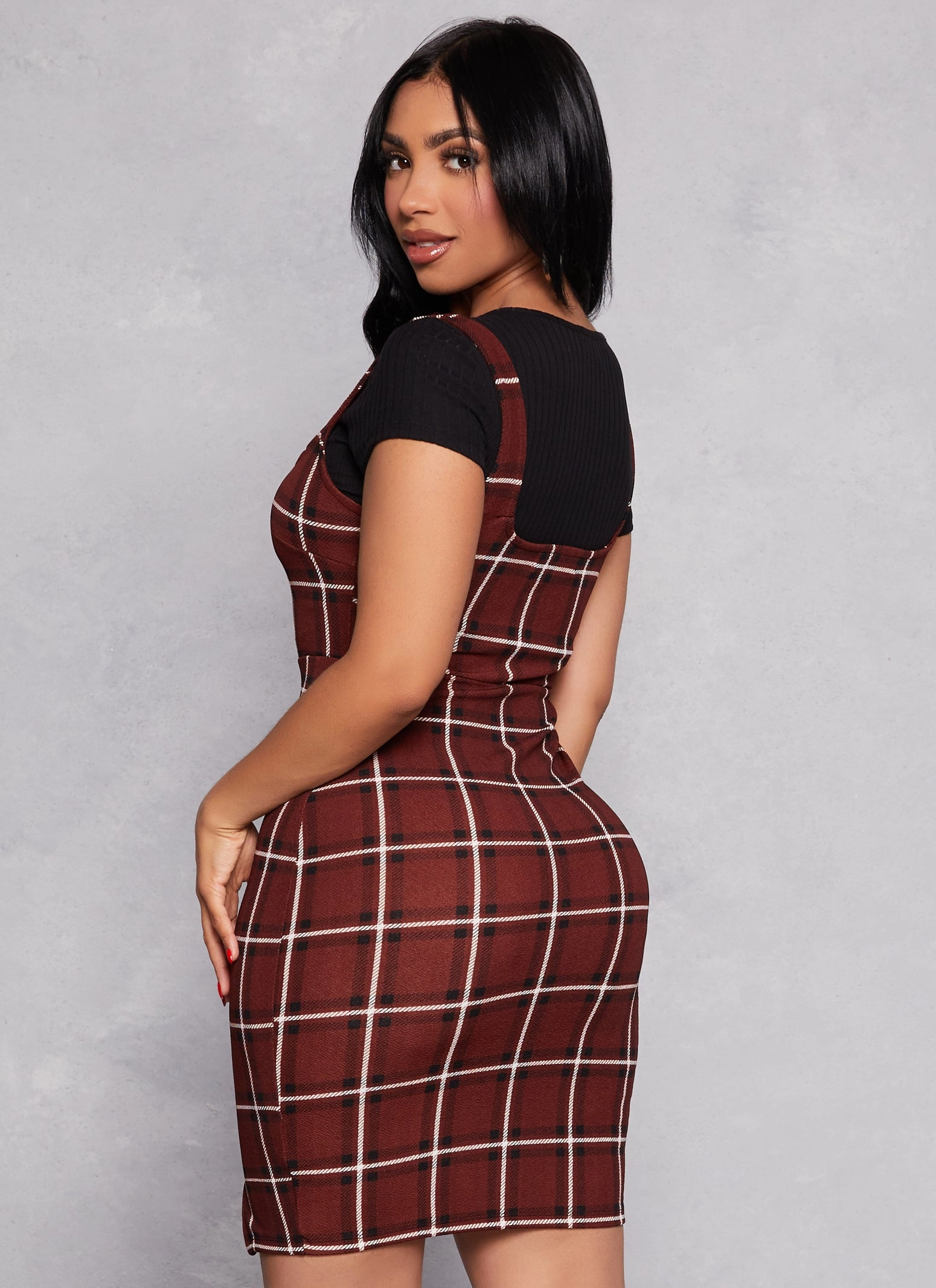 Almost Famous Plaid Tank Dress with Tee