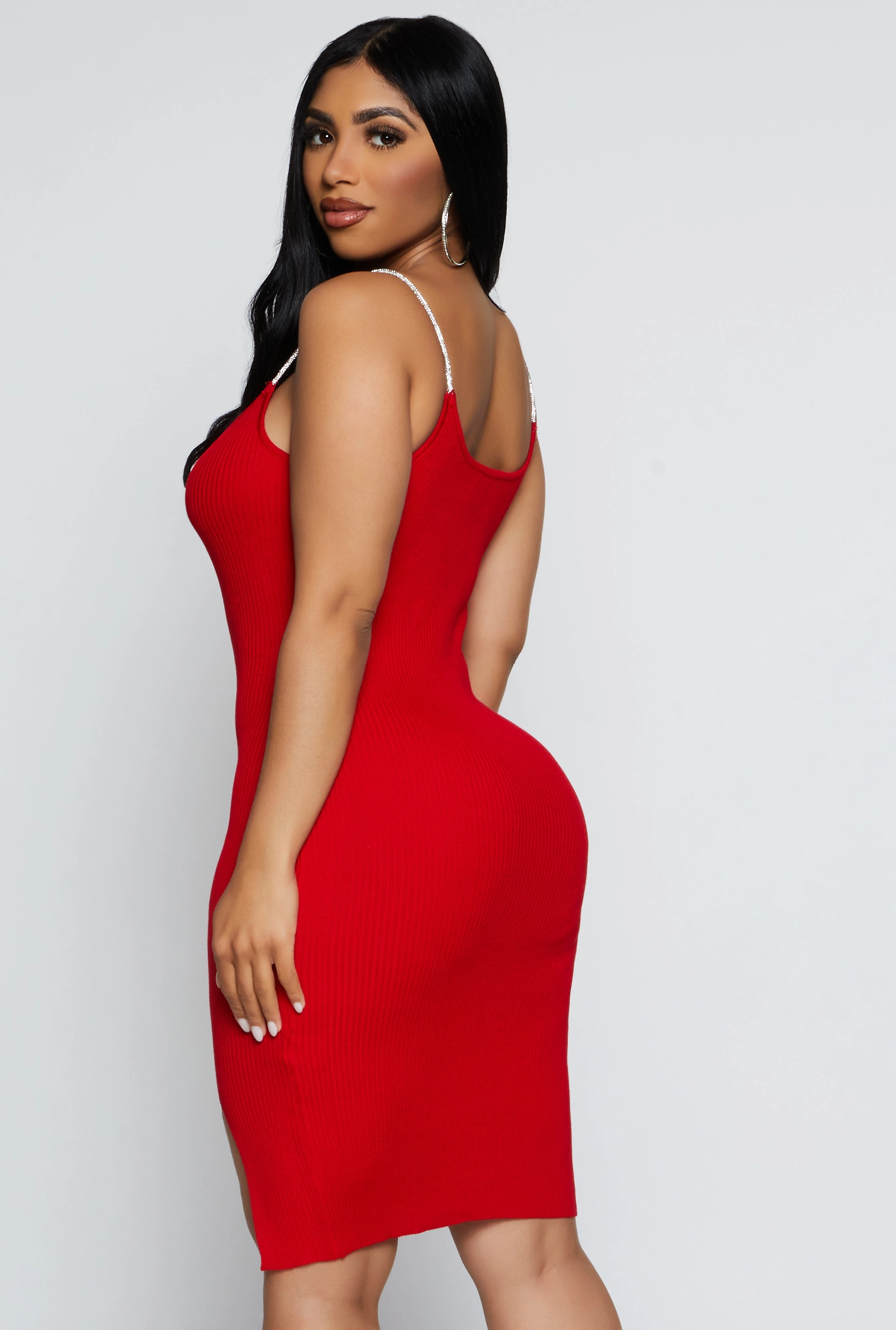 Almost Famous Rhinestone Strap Bow Detail Cami Dress
