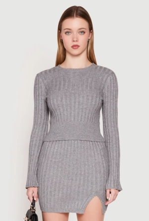 Almost Famous Ribbed Knit Long Sleeve Sweater