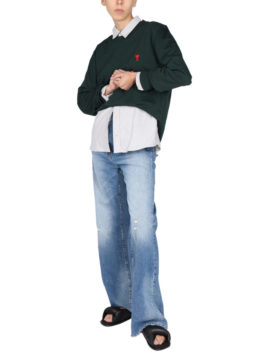 AMI Logo Embroidered Crewneck Sweatshirt