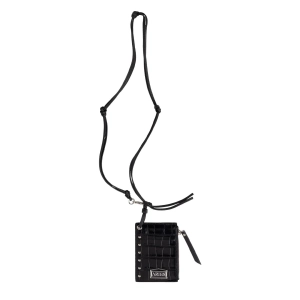 Aries Croc Studded Card Holder Black