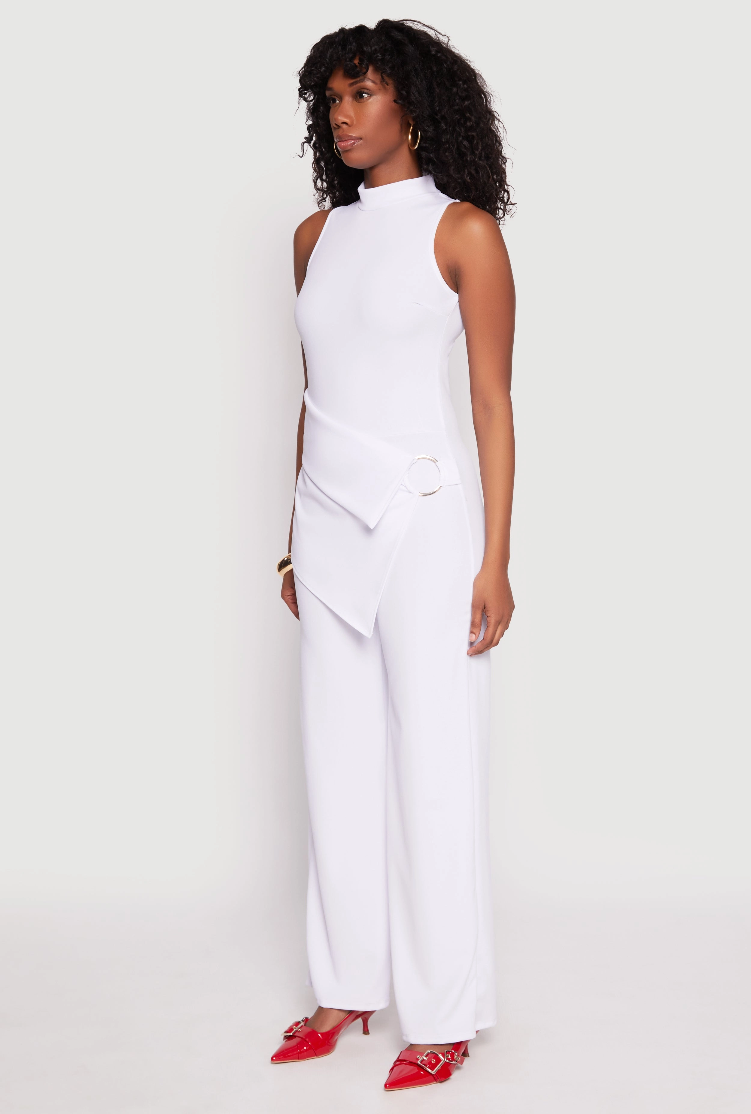 Asymmetrical O Ring Waist Detail Jumpsuit