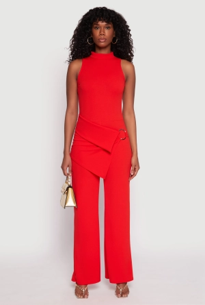 Asymmetrical O Ring Waist Detail Jumpsuit
