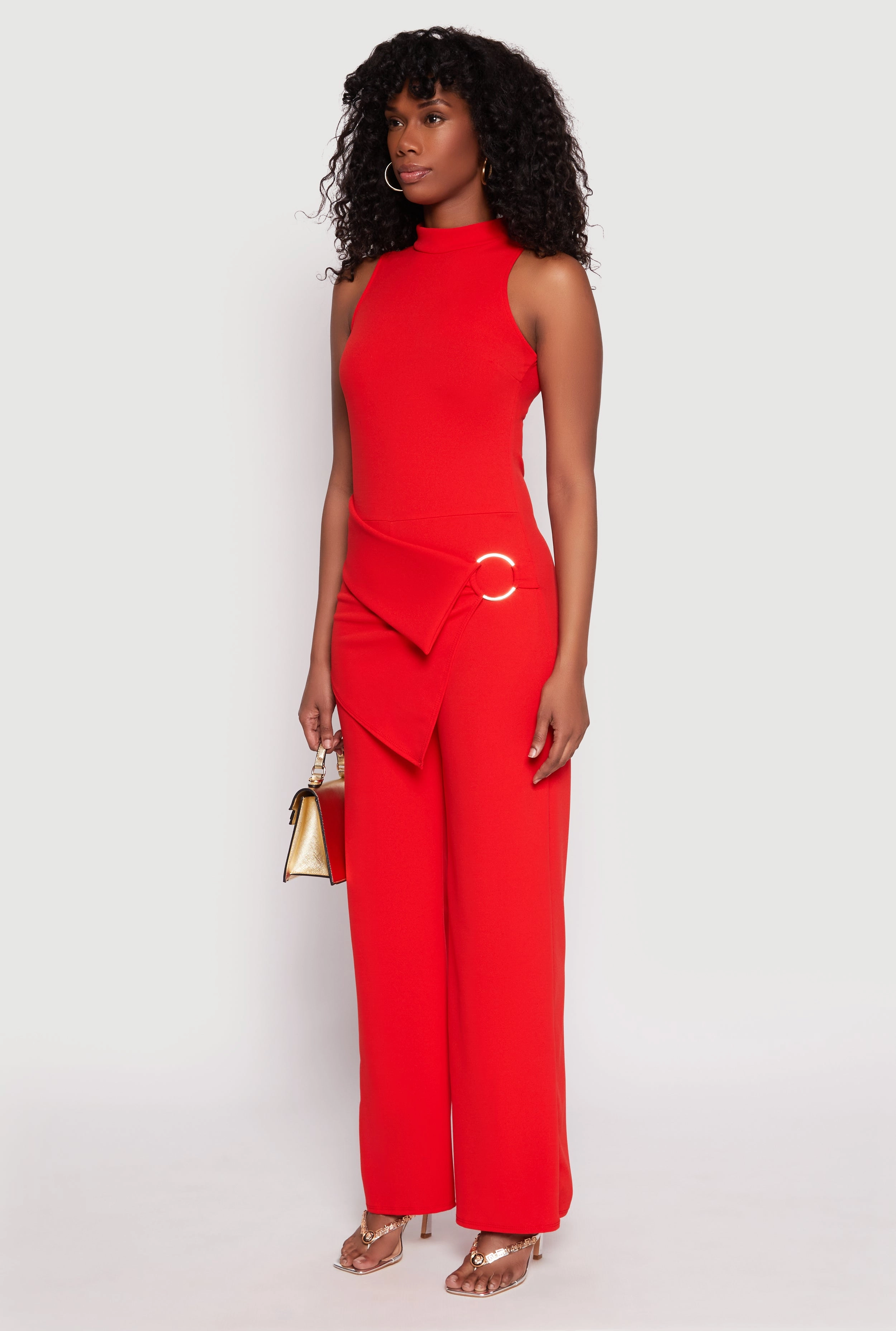 Asymmetrical O Ring Waist Detail Jumpsuit