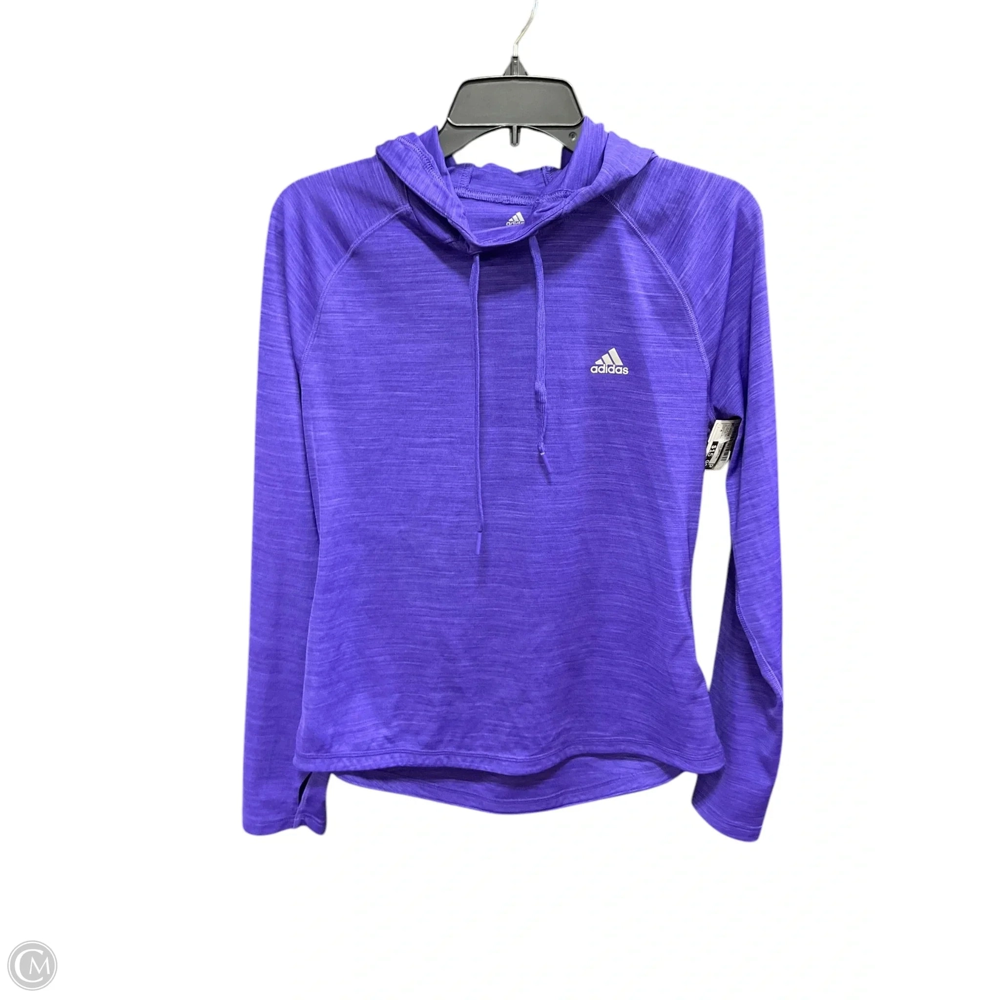Athletic Top Long Sleeve Hoodie By Adidas In Purple, Size: M