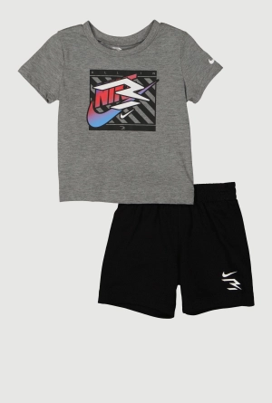 Baby Boys 12-24M Marled Graphic Tee and Sweatshorts