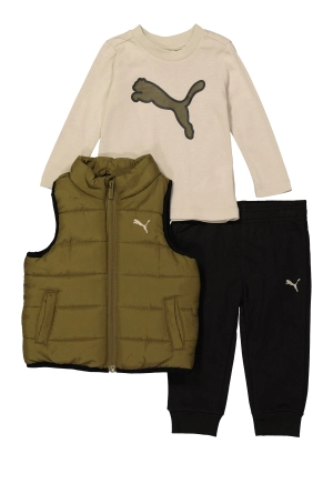 Baby Boys 12-24M Puma Graphic Tee and Puffer Vest with Joggers