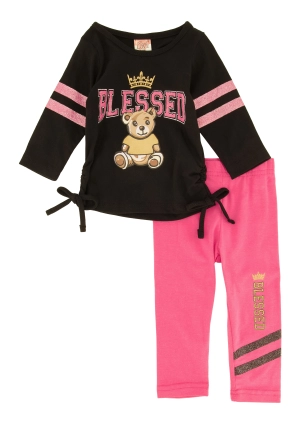 Baby Girls 0-9M Blessed Glitter Graphic Tee and Leggings