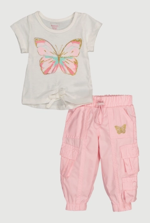 Baby Girls 0-9M Butterfly Glitter Graphic Tee and Joggers
