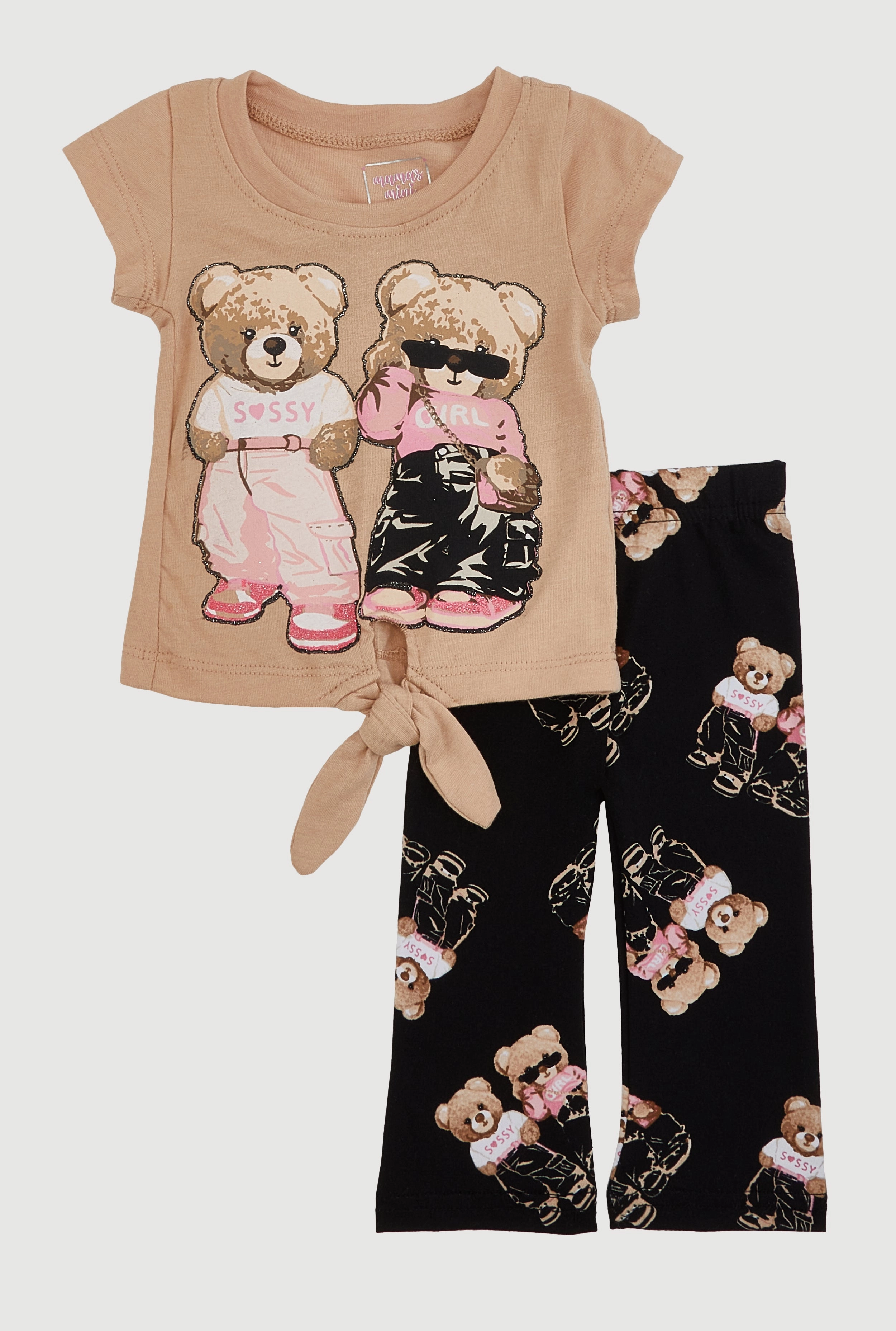 Baby Girls 0-9M Sassy Girl Bears Graphic Tee and Leggings