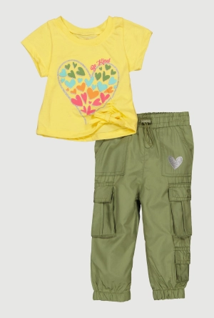 Baby Girls 12-24M Be Kind Glitter Heart Top and Joggers