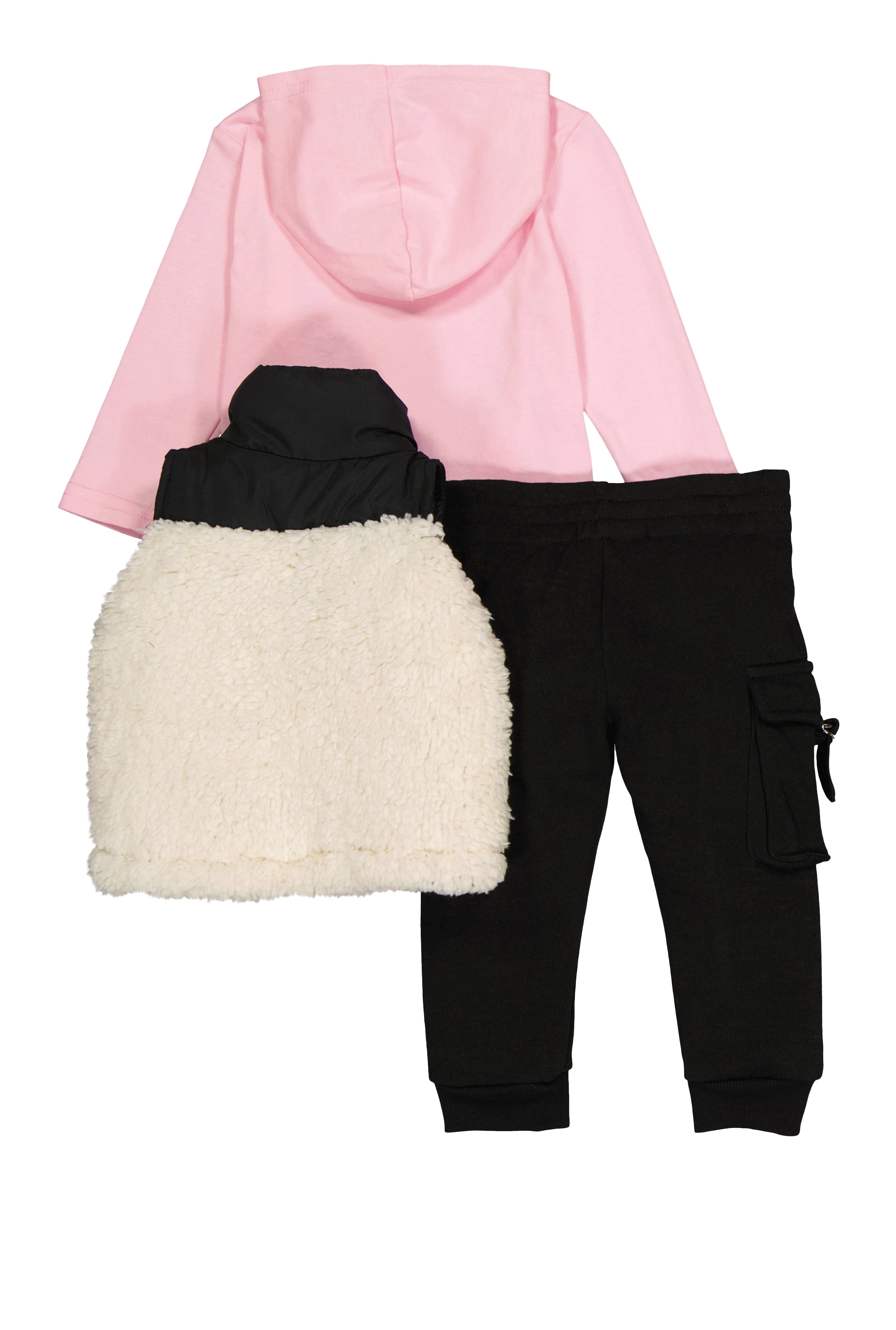 Baby Girls 12-24M Love Hooded Top with Sherpa Vest and Joggers