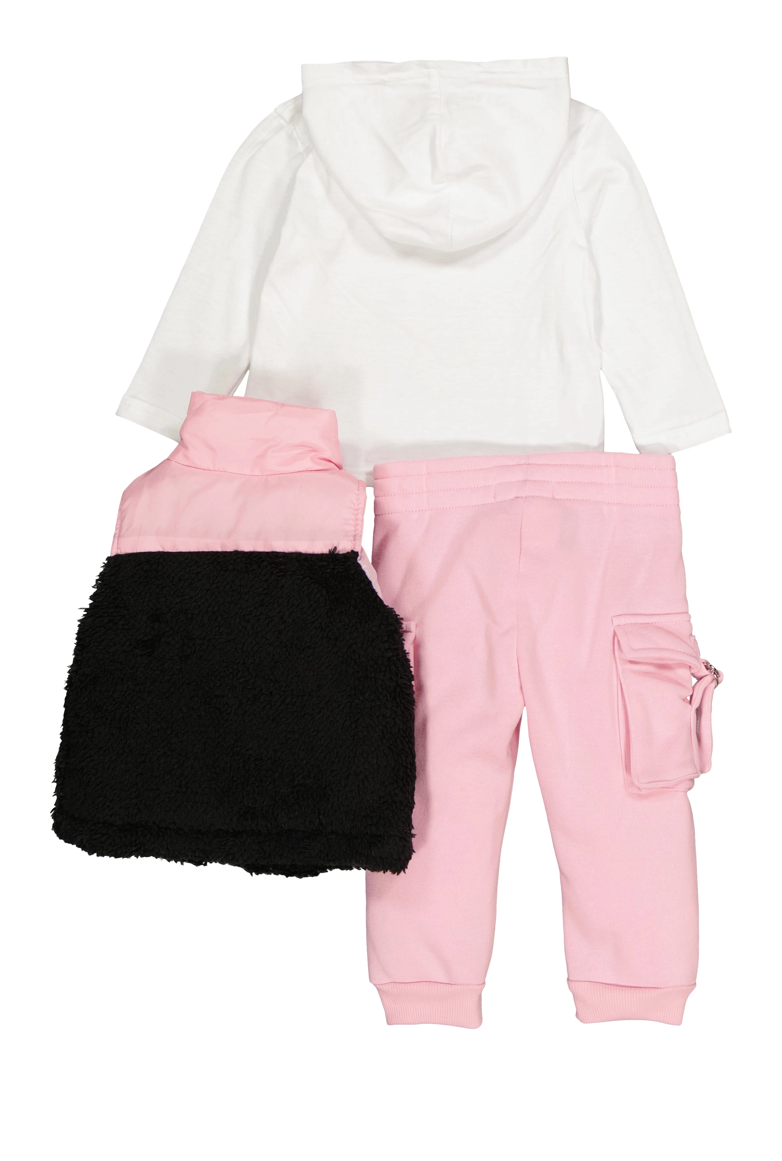 Baby Girls 12-24M Love Hooded Top with Sherpa Vest and Joggers