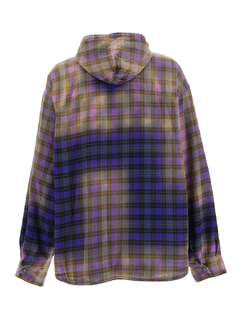 Balenciaga Bleached Effect Checked Hooded Shirt