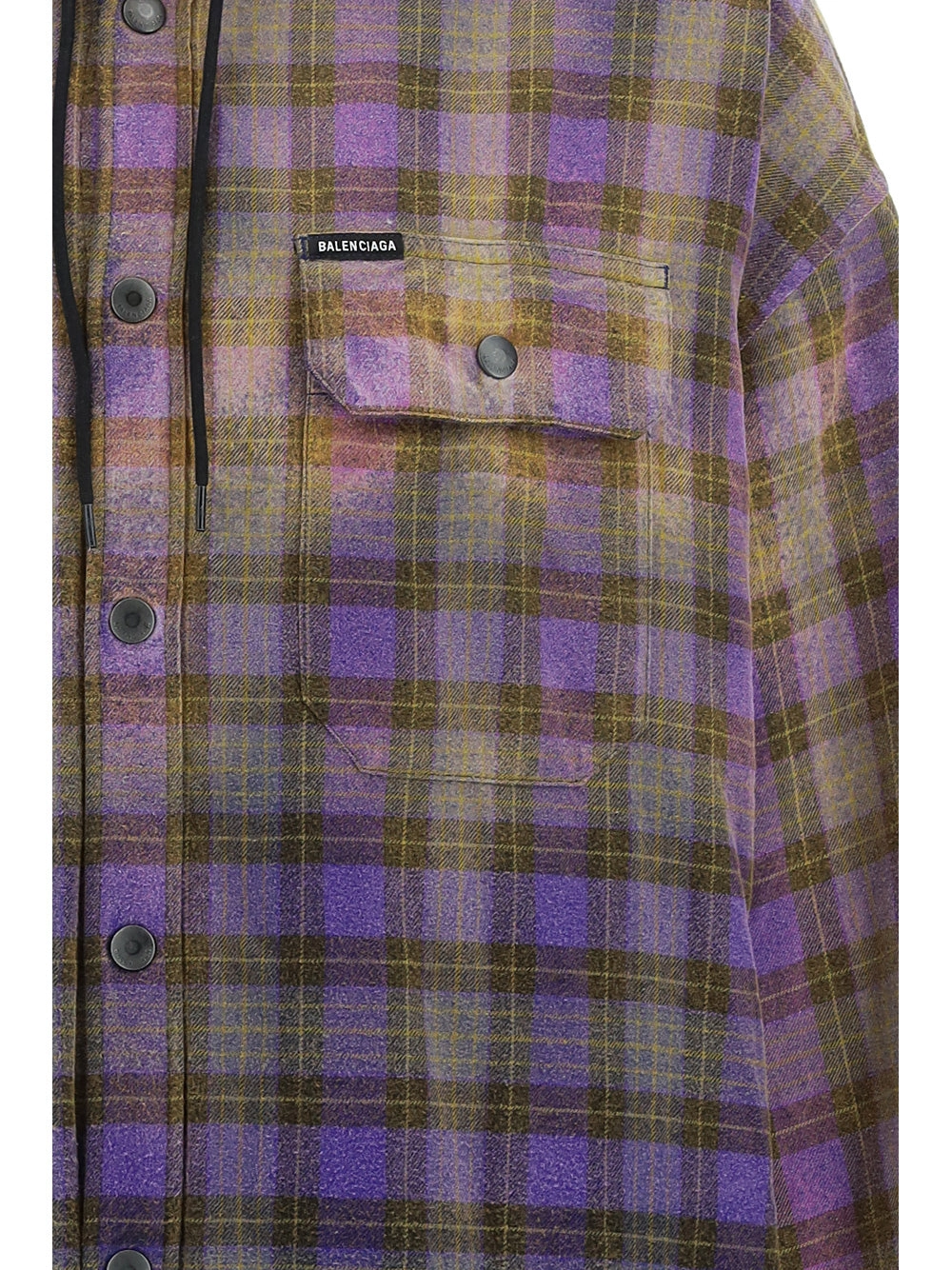 Balenciaga Bleached Effect Checked Hooded Shirt