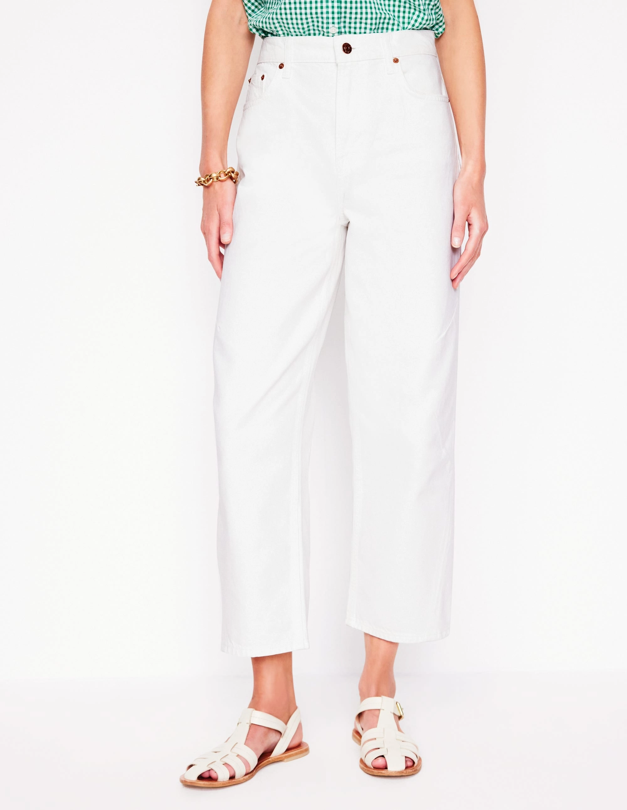 Barrel Leg Jeans-White
