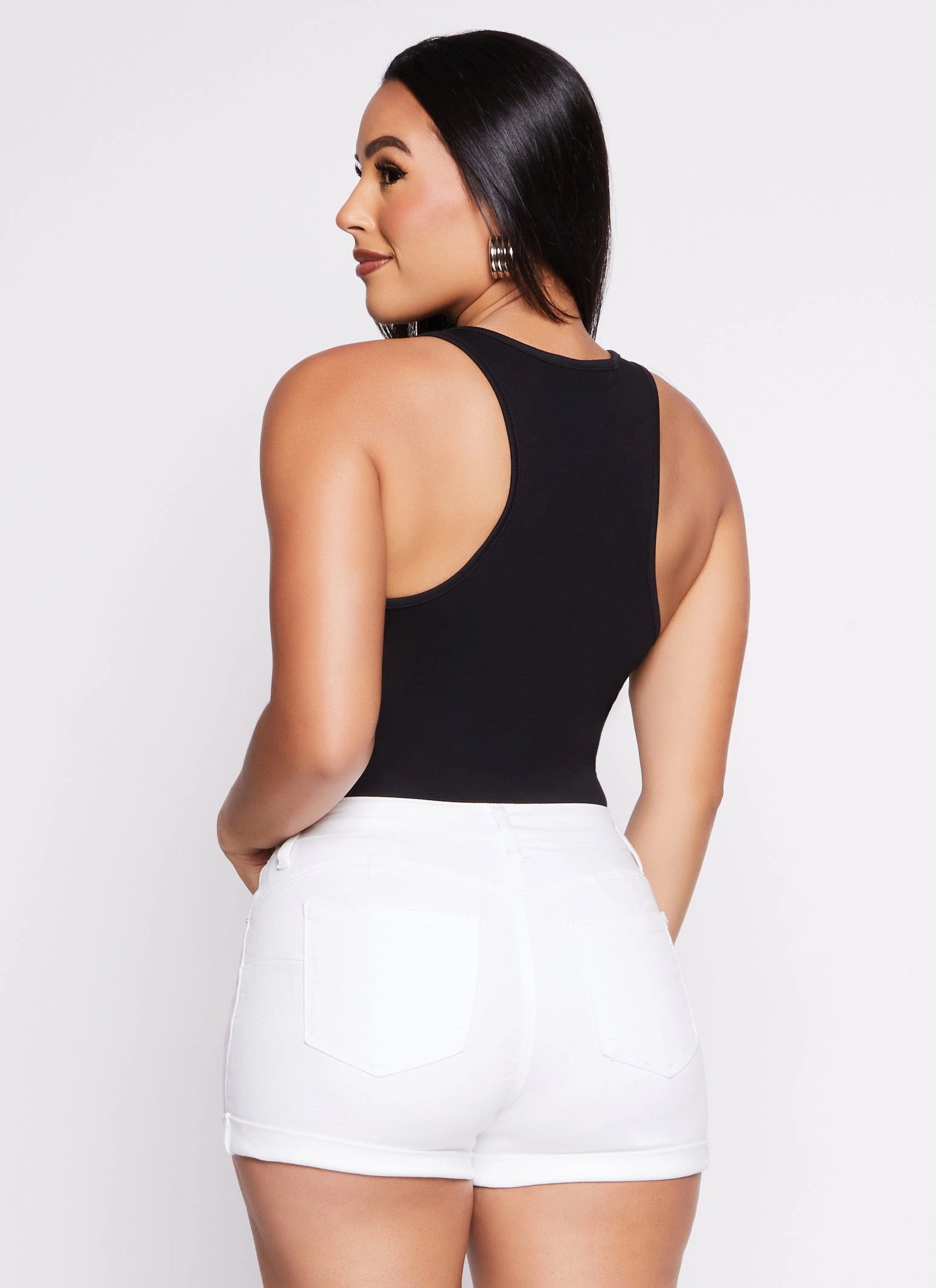 Basic Scoop Neck Racerback Tank Bodysuit