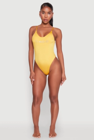 Bebe Rhinestone One Piece Swimsuit