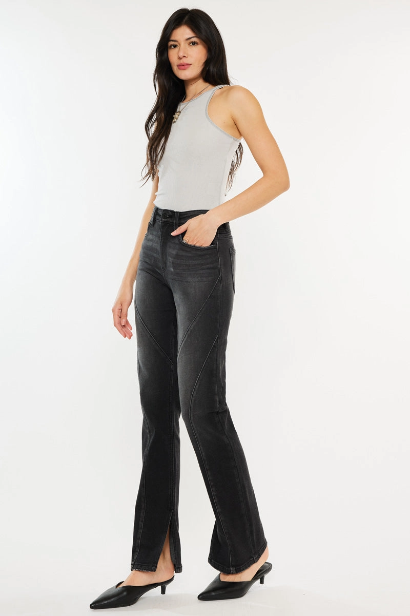 Berry High Rise Slit Straight Leg Jeans