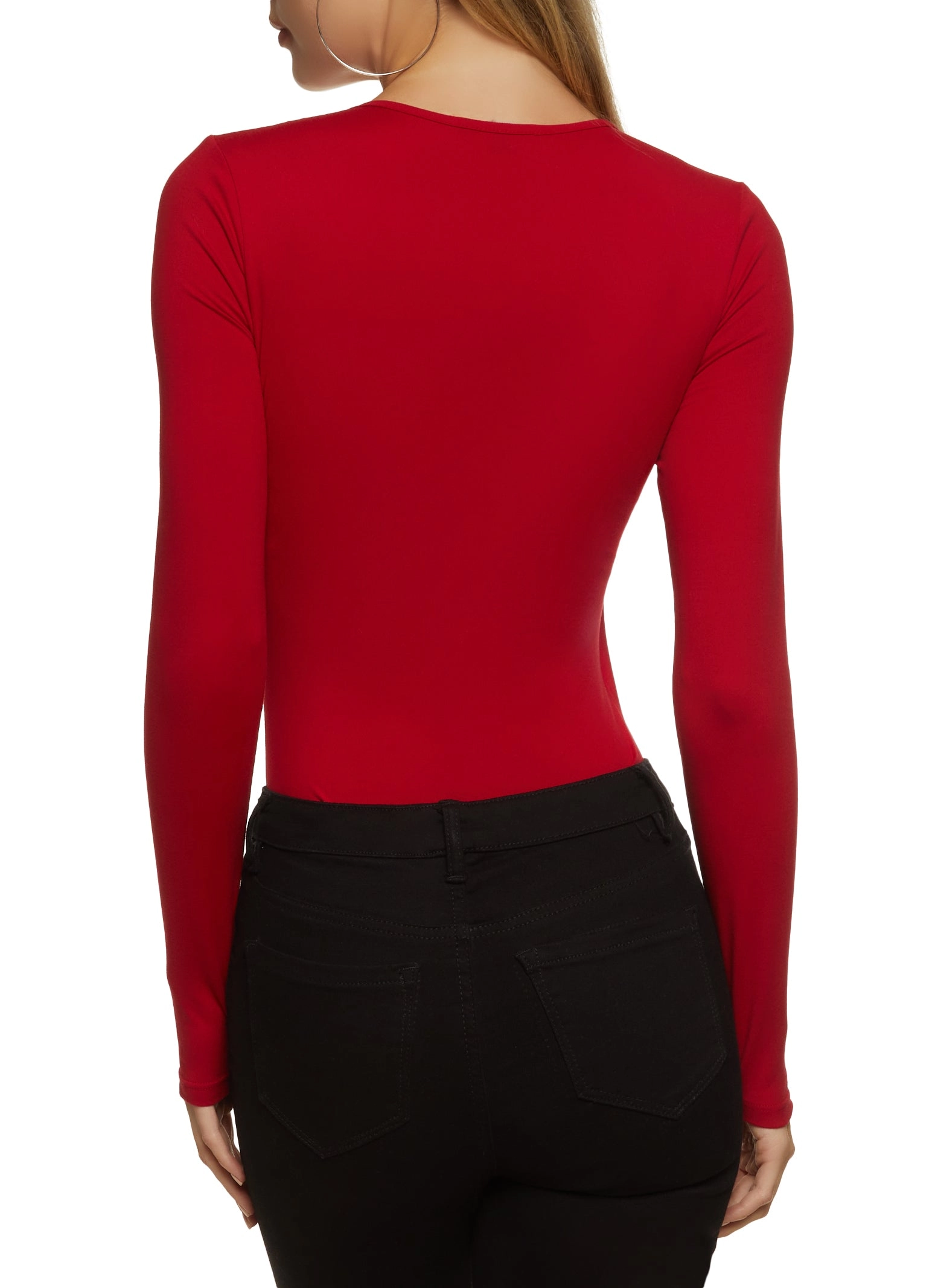 Body Contour Faux Wrap Long Sleeve Bodysuit