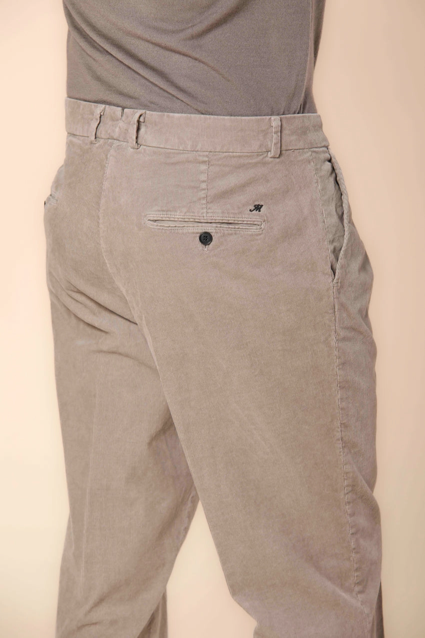 Boston 1 Pinces men's chino pants in velvet 1000 striped relaxed fit 