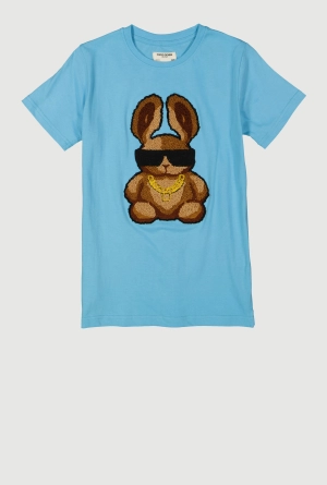 Boys Bunny Chenille Patch Crew Neck Graphic Tee