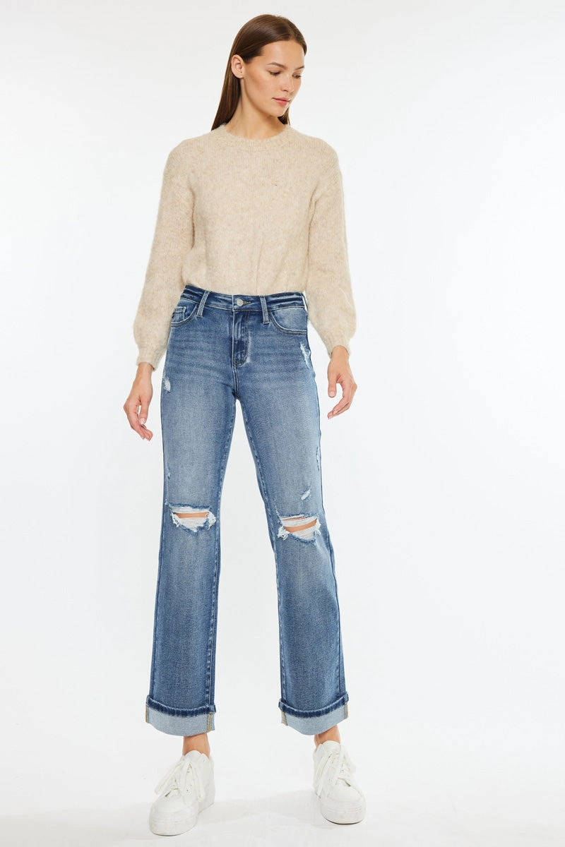 Carrie Essentials Mid Rise True Straight Leg Jeans