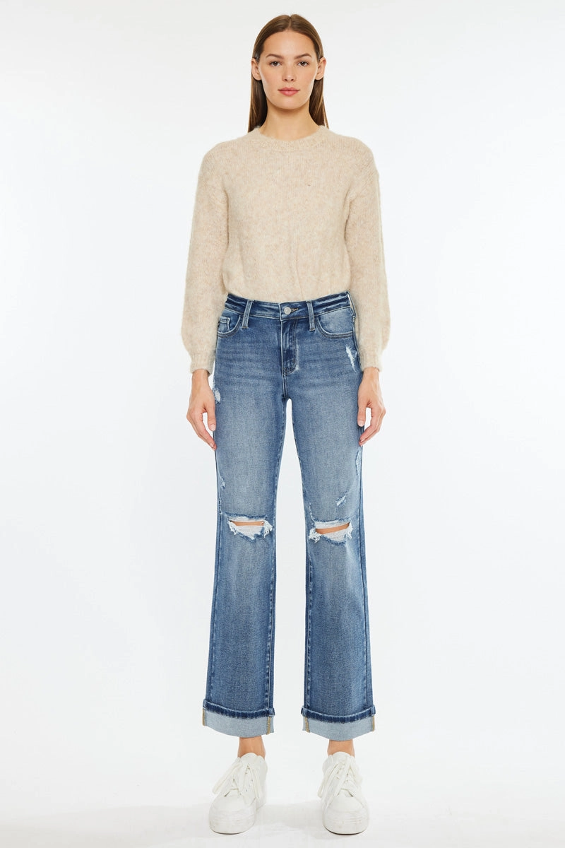 Carrie Essentials Mid Rise True Straight Leg Jeans