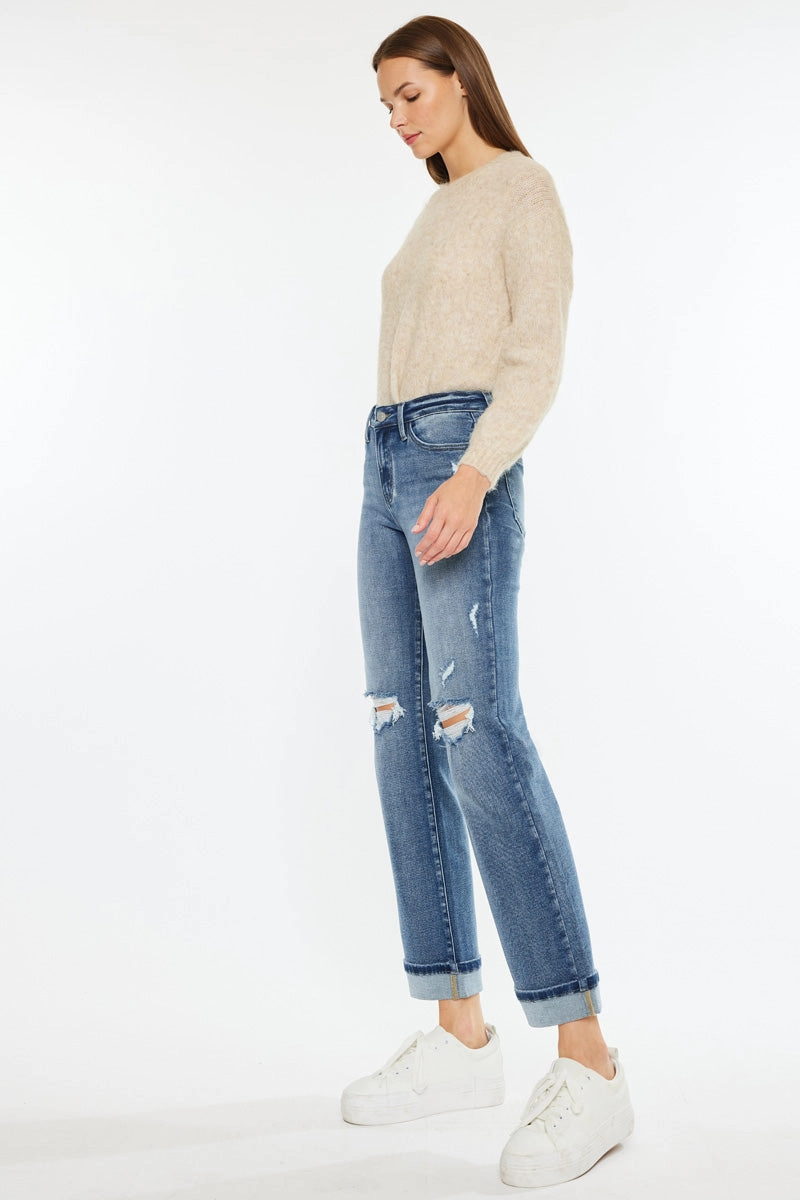 Carrie Essentials Mid Rise True Straight Leg Jeans