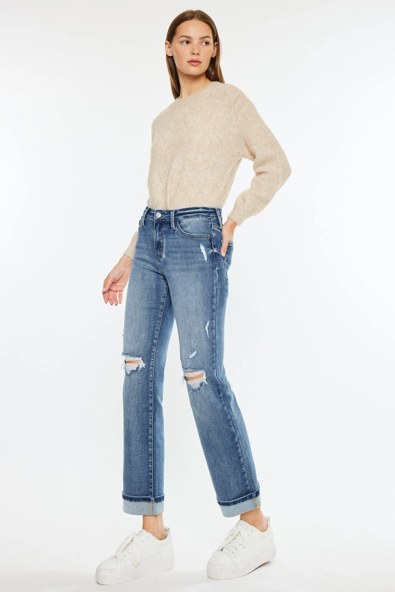 Carrie Essentials Mid Rise True Straight Leg Jeans