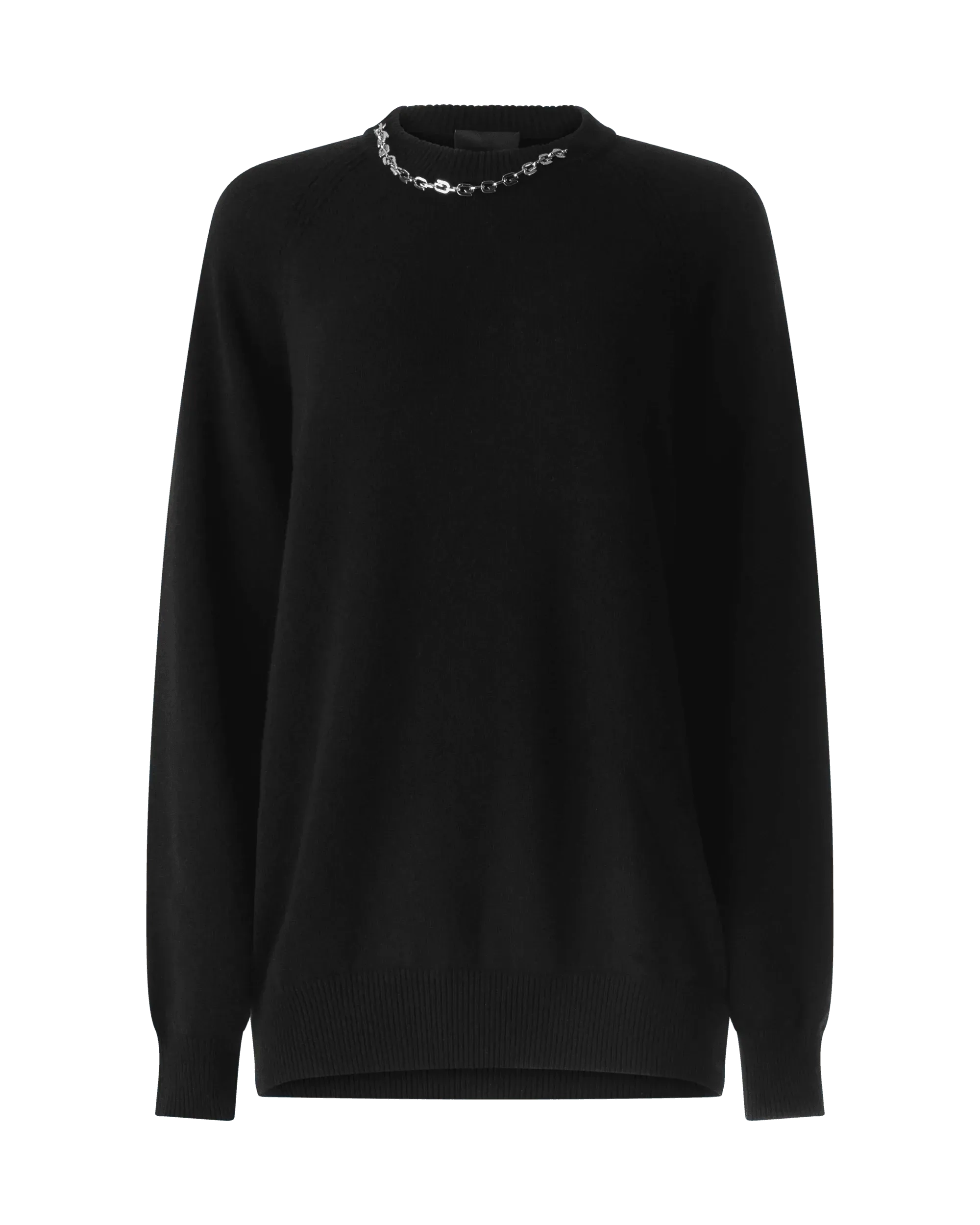 Cashmere Crewneck Sweater With Chain