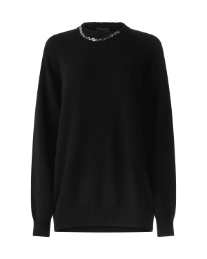 Cashmere Crewneck Sweater With Chain
