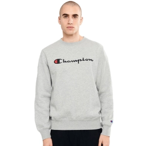 CHAMPION MEN'S SCRIPT OXFORD GREY CREW SWEATSHIRT