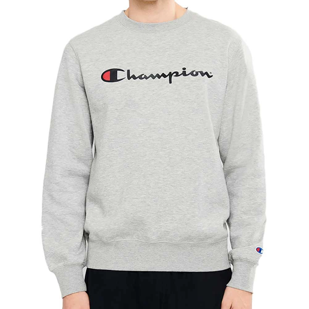CHAMPION MEN'S SCRIPT OXFORD GREY CREW SWEATSHIRT
