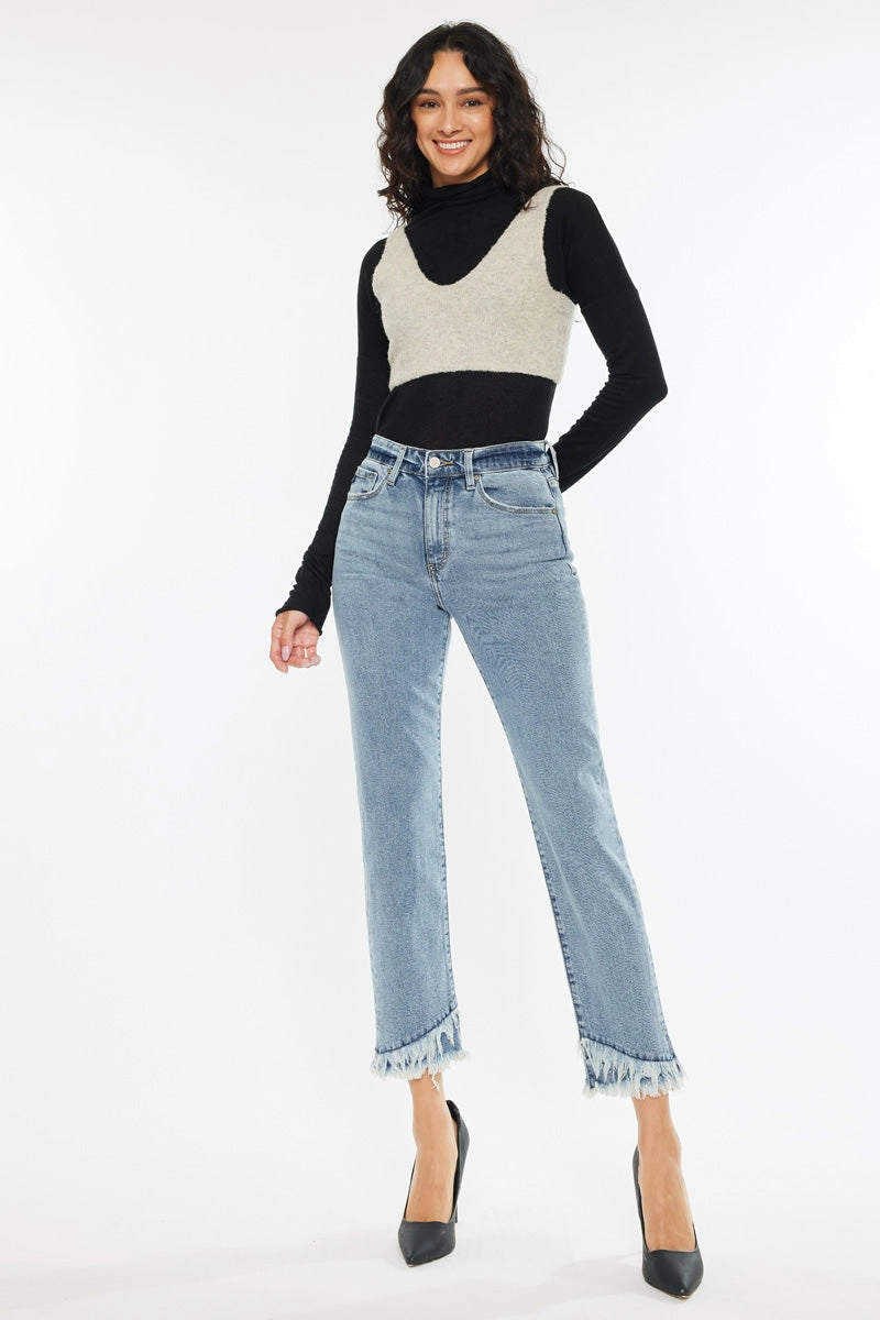 Clover Essentials High Rise Straight Fit Leg Jeans
