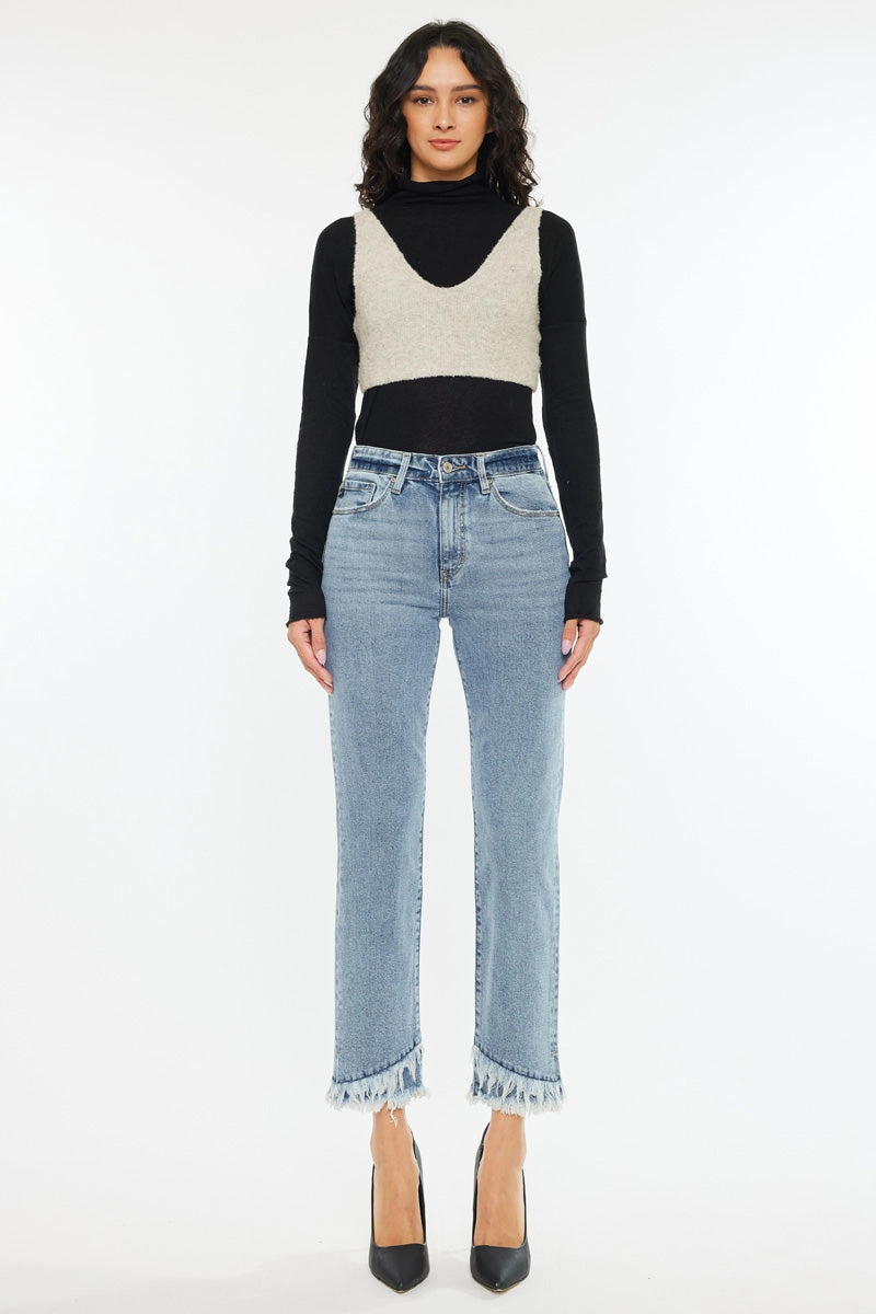Clover Essentials High Rise Straight Fit Leg Jeans